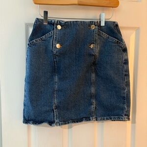 ONLY midi denim skirt size medium cotton stretch mid wash jean